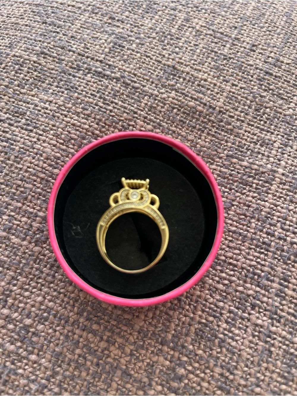 Sharper Image Gold Pavé Square-Top Statement Ring